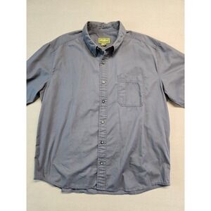 Eddie Bauer Mens XL Navy Blue Short Sleeve Button Down Shirt Cotton Twill Pocket
